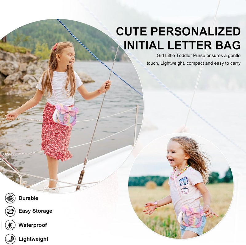 Iqimott Toddler Purse Girl Wallet for 2-10 Year Old Birthday Gift, Personalized Kids Little Mouse Ear Bow Crossbody Shoulder Purse - Image 4